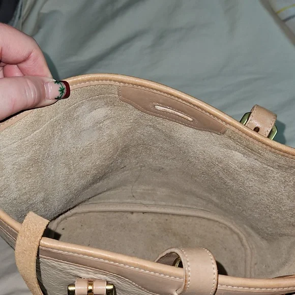 Dooney and Bourke Cream and Tan Pebble Leather Tote Bag - Picture 11 of 12